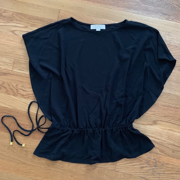 NEW Michael Kors Black Draw String Blouse Top - Picture 1 of 1
